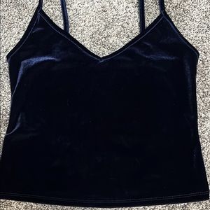 Velvet dark blue crop top